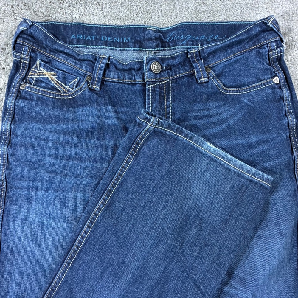Ariat Jeans Womens 33R Blue Turquoise Bootcut Stretch Western Mid Rise Denim